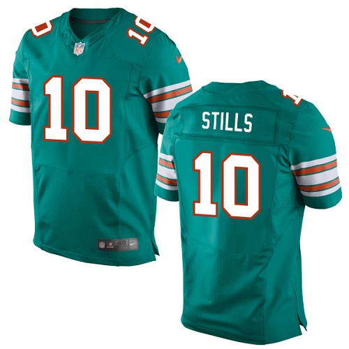 Men's Elite Kenny Stills Nike Jersey Aqua Green Alternate - #10 NFL Miami Dolphins